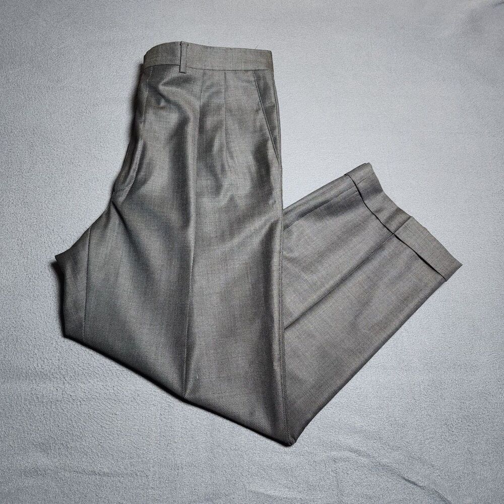 Santorelli Dress Pants Men 38 (37x28.5) Dark Gray 100% Wool Pleated Cuffed